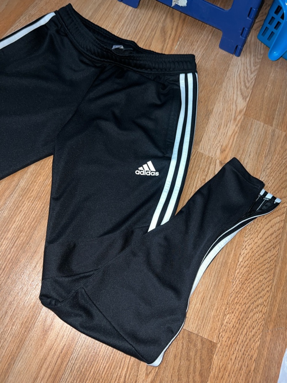 adidas Black Joggers w draw string / zipper ankles XS women